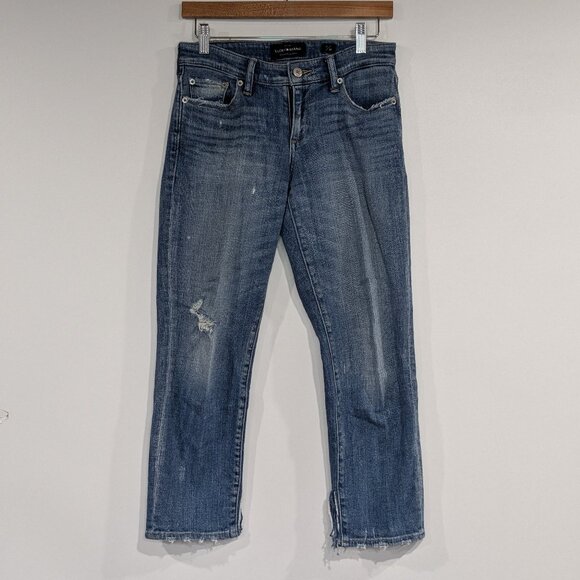 Lucky Brand Sweet Crop Distressed Ankle Jeans Size 0 Waist Size 25 - Picture 1 of 4